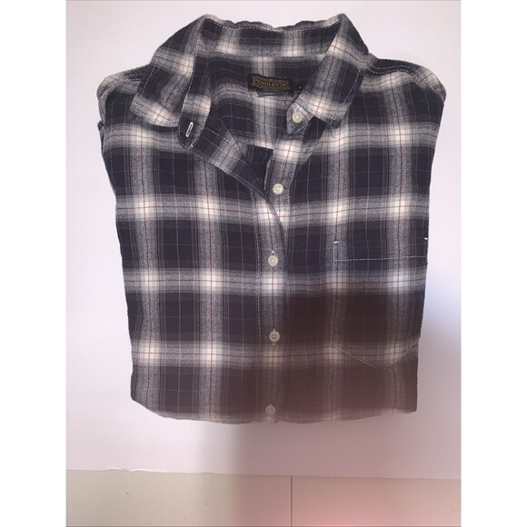 Pendleton Cotton Shirt Womens Size Large Blue Gray Red Plaid Flannel Soft Preppy - Picture 8 of 9